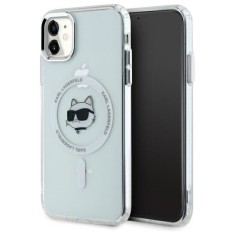 Husa iPhone 11 Karl Lagerfeld IML MagSafe, Metal Choupette`s Head, alb, KLHMN61HLSCHH foto