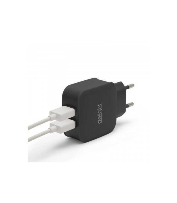Incarcator alimentator retea la 2x USB 2.1A negru Delight