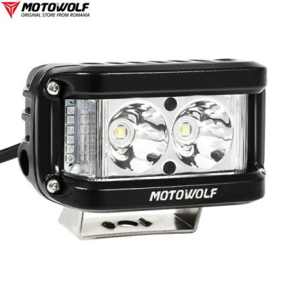 Proiector led moto/atv/auto Motowolf, DRL rosu/albastru, impermeabil, aluminiu, 25W, 6500K foto