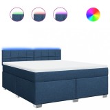 Cumpara ieftin Pat box spring cu saltea, albastru, 180x200 cm, material textil