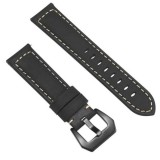 Curea piele, compatibila Samsung Galaxy Watch 4 Classic, 46mm, telescoape Quick Release, Ebony Eclipse