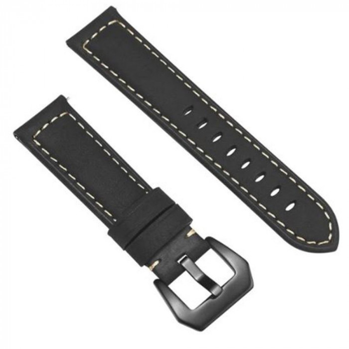 Curea piele, compatibila Samsung Galaxy Watch Active 2, telescoape Quick Release, Ebony Eclipse