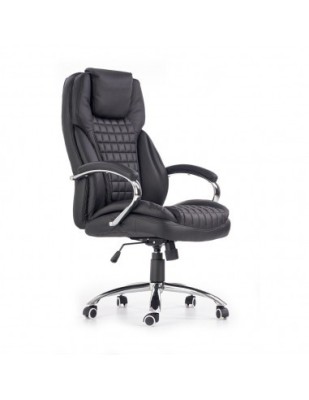 Scaun directorial HM King, ergonomic, piele ecologica, robust, mecanism de balans, cadru metalic cromat, inaltime reglabila, 120 kg, negru foto