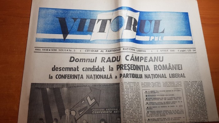 ziarul viitorul 2 aprilie 1990-radu campeanu cadidat la presedentia romaniei