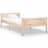Cadru de pat, 100x200 cm, lemn masiv de pin, Cires, Dublu, Cu polite semirotunde, vidaXL