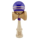 Kendama X Rainbow Originala, Profesionala, Cyrax, Big Cups V2, Super Sticky cu Cupe Mari, Rulment Metalic, din lemn 18 cm, Ata 55 cm, Indigo/Maro