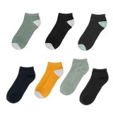 Sosete Scurte Monocolore cu Calcaie Colorat pentru Băieți - Set de 7 Perechi, CMCLASS