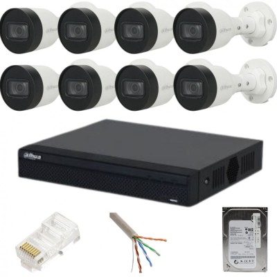 Sistem supraveghere Dahua 8 camere exterior, IP, 2MP, IR 30M, PoE, Bullet, NVR 8 canale, PoE SafetyGuard Surveillance foto