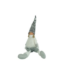Ornament de craciun ingeras, flippy, alb/gri, textil, 58 cm