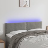 Gossi tablie de pat cu led, gri deschis, 144x5x78/88 cm, catifea
