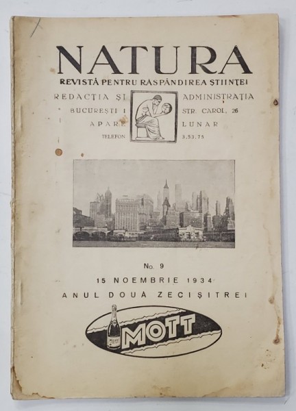 NATURA , REVISTA PENTRU RASPANDIREA STIINTELOR , Nr. 9 , 1934