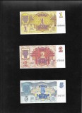 Set Letonia 1 + 2 + 5 rublis 1992 unc/aunc