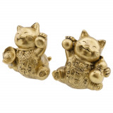 Statuete feng shui din rasina set 2 pisici maneki neko pentru prosperitate si sanatate 65cm, Stonemania Bijou