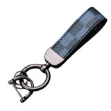 Breloc chei din piele si otel zincat, LUVLU&trade;, rotire la 360 de grade, inel in D anti-pierdere, 2 inele mici si surubelnita, pentru Barbati/Femei, Alba