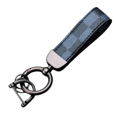 Breloc chei din piele si otel zincat, LUVLU&trade;, rotire la 360 de grade, inel in D anti-pierdere, 2 inele mici si surubelnita, pentru Barbati/Femei, Alba