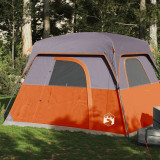 Cabina cort de camping 4 persoane gri si portocaliu impermeabil GartenMobel Dekor, vidaXL