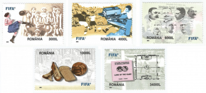 Romania, LP 1624/2003, Centenar FIFA 2004 - Fotbalul si istoria FIFA, MNH