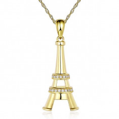 Pandantiv Borealy Aur Galben 14 K 0 1 Ct Natural Diamonds Eiffel Tower foto