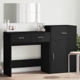vidaXL Set de măsuță de toaletă, 3 piese, negru, lemn prelucrat