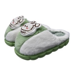 Papuci de Casa Pufosi si Caldurosi pentru Copii - Model CuteBear, Verde, 32-33