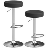 HOMCOM Set 2 Scaune de Bar din Piele PU, Rotative, &Icirc;nălțime Reglabilă pentru Bucătărie, Negru | Aosom Romania