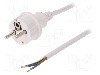 Cablu alimentare AC, 2m, 3 fire, culoare alb, cabluri, CEE 7/7 (E/F) mufa, SCHUKO mufa, PLASTROL - W-98371