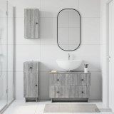 Cumpara ieftin Set de cabinet pentru baie cu 3 piese EDE Sonoma gri