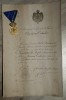 Medalia Serviciul Credincios cls 1 , model 1, cu panglica originala si brevetul aferent din 1900