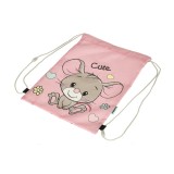 Sac Sport pentru copii, model Soarece, roz, 43x34cm