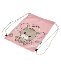Sac Sport pentru copii, model Soarece, roz, 43x34cm