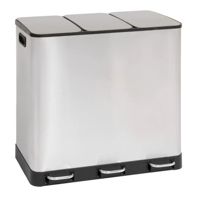 Cos gunoi 5Five Ariane, colectare selectiva, 3 compartimente 18L, inox, 61x36x62 cm, gri Household NewTrend foto