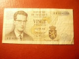 Bancnota Belgia 1964 Presedinte Baudouin 20 fr , cal. medie