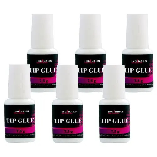 Lipici unghii 7,5g, transparent, cu pensulă Inginails - 6buc