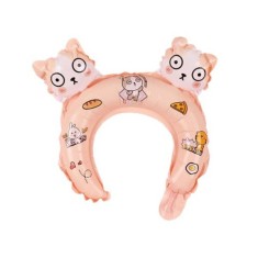 Balon din folie metalizata, flippy, tip coronita cu urechi, model hello kitty, ambalaj individual, pai inclus, umflare cu aer sau heliu, 30 x 29 cm, r