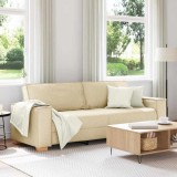 vidaXL Canapea de 3 persoane, crem, 180 cm, textil