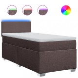 Cumpara ieftin Pat box spring cu saltea, maro inchis, 80x200 cm, textil