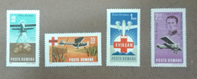 TIMBRE ROMANIA MNH LP667/1968 AVIATIE SI AVIASAN SERIE SIMPLA foto