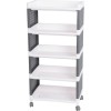Comoda/raft plastic, MagicHome, pe roti, 5 polite, gri si alb, max 25 kg, 49x29x97 cm GartenVIP DiyLine, Magic Home