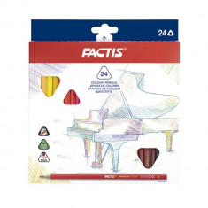 Set 24 Creioane Color FACTIS, 24 Culori, Corp Triunghiular din Lemn, Creioane Colorate, Creioane Factis, Set Creioane Colorate, Creion Colorat, Creioa