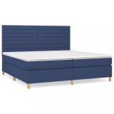 Cumpara ieftin Pat box spring cu saltea, albastru, 200x200 cm, textil