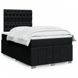 Gossi pat box spring cu saltea, negru, 120x190 cm, catifea