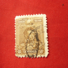 Timbru Bolivia 1899 - Personalitati - Gen. de Sucre - 50C stampilat