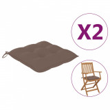Perne de scaun, 2 buc., gri taupe, 40 x 40 x 7 cm, textil, vidaXL
