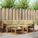 vidaXL Set de canapele de exterior cu pernă 5 pcs Natural și Bej 3366371