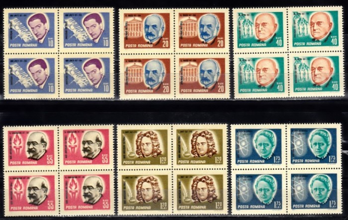 M1 TX8 6 - 1967 - Aniversari culturale - perechi de cate patru timbre