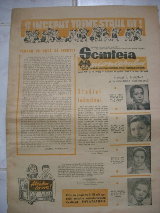 Scanteia Pionierului 10 aprilie.-1963