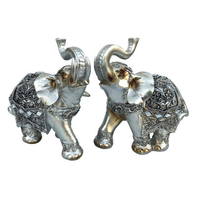 Statueta decorativa, Set elefanti cu cristale, Argintiu, 16 cm, 210H foto