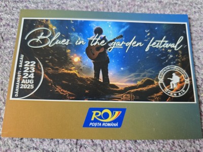 Vedere carte postala Posta Romana, Blues in the garden Festival, Darmanesti jud Bacau 2025, necirculata foto