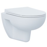 Vas WC suspendat Dura Bagno Crystal 1535, alb, evacuare orizontala, 36.3 x 51 x 38.5 cm