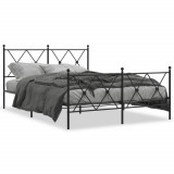 VidaXL Cadru pat metalic cu tăblie de cap/picioare, negru, 140x200 cm